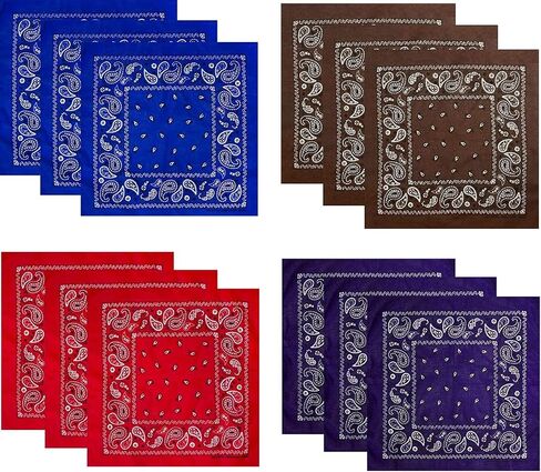 Hibaly 100% Cotton Classic Unisex Bandanas (12 Pack), Brown in Saudi Arabia