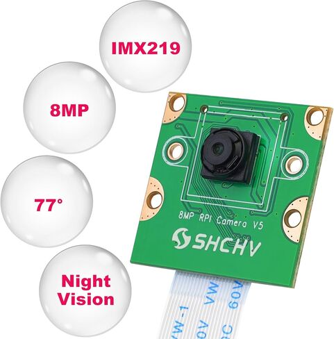 وحدة كاميرا Raspberry Pi 5 IMX219 8 ميجابيكسل للرؤية الليلية 77 درجة FOV 3280 * 2464 كاميرا ويب متوافقة مع Raspberry Pi 5 8GB/4GB in Kuwait