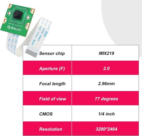 وحدة كاميرا Raspberry Pi 5 IMX219 8 ميجابيكسل للرؤية الليلية 77 درجة FOV 3280 * 2464 كاميرا ويب متوافقة مع Raspberry Pi 5 8GB/4GB in Kuwait