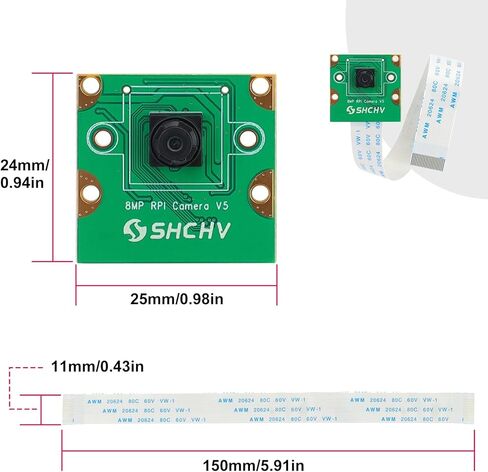 وحدة كاميرا Raspberry Pi 5 IMX219 8 ميجابيكسل للرؤية الليلية 77 درجة FOV 3280 * 2464 كاميرا ويب متوافقة مع Raspberry Pi 5 8GB/4GB in Kuwait
