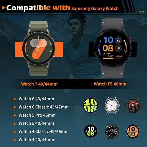 سوار رياضي من السيليكون الناعم من TiMOVO متوافق مع ساعة Samsung Galaxy Watch 7/6/5/4 مقاس 40/44 مم، لا توجد أشرطة فجوة لساعة Galaxy Watch FE 40 مم، 5 pro 45 مم، 6 كلاسيكي 43/47 مم، 4 كلاسيكي 42/46 مم in Saudi Arabia