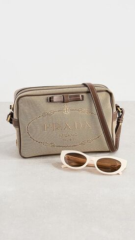Prada Women's Pre-Loved Jacquard Camera Shoulder Bag, Canvas in Saudi Arabia