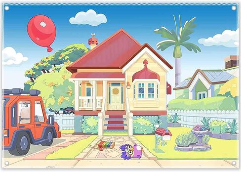 Fabric 7x5ft Cartoon Dog House Photography Backdrop Blue Sky Truck Outdoor Background Pet Party Decorations Kids Birthday Photo Booth Banner Tapestry in Saudi Arabia