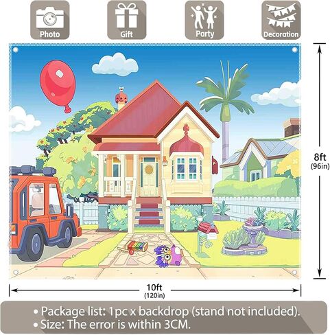 Fabric 7x5ft Cartoon Dog House Photography Backdrop Blue Sky Truck Outdoor Background Pet Party Decorations Kids Birthday Photo Booth Banner Tapestry in Saudi Arabia