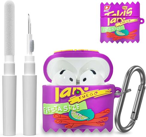 حافظة مضحكة لـ AirPods 4 (2024)، حافظة لطيفة لـ AirPods 4 بتصميم شخصيات كرتونية للطعام، ملحقات AirPod4 غطاء سيليكون متوافق مع حافظة AirPods الجيل الرابع مع سلسلة مفاتيح ومجموعة تنظيف - أرجواني in Saudi Arabia
