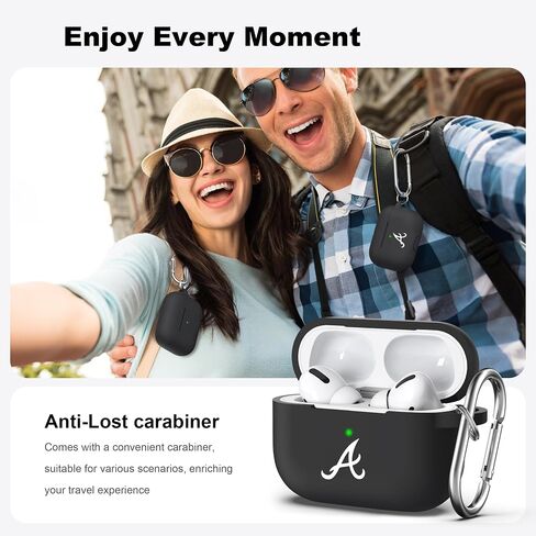Black Matte Case for AirPods Pro Case with Keychain for Braves Fans, Dustproof Anti-Fingerprint Matte Silicon Case for Men and Women Gifts. in Saudi Arabia