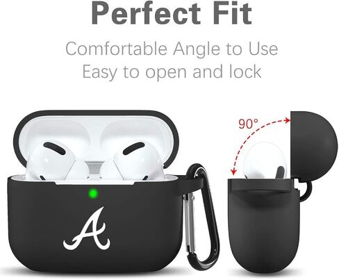 Black Matte Case for AirPods Pro Case with Keychain for Braves Fans, Dustproof Anti-Fingerprint Matte Silicon Case for Men and Women Gifts. in Saudi Arabia