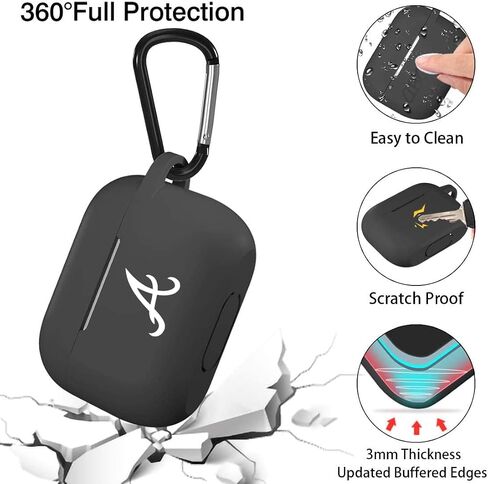 Black Matte Case for AirPods Pro Case with Keychain for Braves Fans, Dustproof Anti-Fingerprint Matte Silicon Case for Men and Women Gifts. in Saudi Arabia
