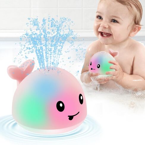 2024 Upgraded Whale Bath Toys for Babies, Light Up Bath Toys for Toddlers, Sprinkler Bathtub Toys Spray Fountain Water Pool Toys, Baby Infant Kids Birthday Shower Gifts in Saudi Arabia