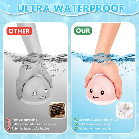 2024 Upgraded Whale Bath Toys for Babies, Light Up Bath Toys for Toddlers, Sprinkler Bathtub Toys Spray Fountain Water Pool Toys, Baby Infant Kids Birthday Shower Gifts in Saudi Arabia