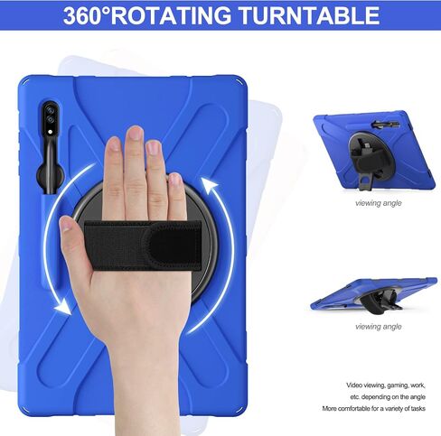 Shockproof Case for Galaxy Tab S8 Ultra 14.6 Inch 2022, Heavy Duty Rugged Cover with 360 Rotating Hand Belt Shoulder Strap S Pen Holder for Samsung Tab Ultra 14.6'' Tablet, Blue in Saudi Arabia