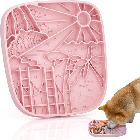 Silicone Lick Mat for Dogs,Rich and Innovative Textured Dog Food Mat,Slow Feeder Dog Mat for All Breed Dogs, Ideal Size to Hold 3 Cups of Variety Food,Dishwasher and Microwave Safe,Green in Saudi Arabia