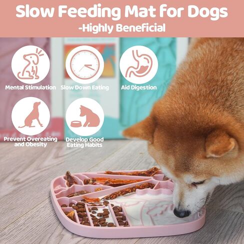 Silicone Lick Mat for Dogs,Rich and Innovative Textured Dog Food Mat,Slow Feeder Dog Mat for All Breed Dogs, Ideal Size to Hold 3 Cups of Variety Food,Dishwasher and Microwave Safe,Green in Saudi Arabia