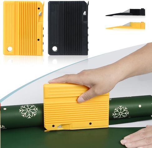 Quicker and Easier Gift Wrap Cutter (2-Pack) | Wrapping Paper Cutter with Replaceable Blade Sets | Christmas Holiday Birthday Wrapping Tool(Black+Blue) in Saudi Arabia