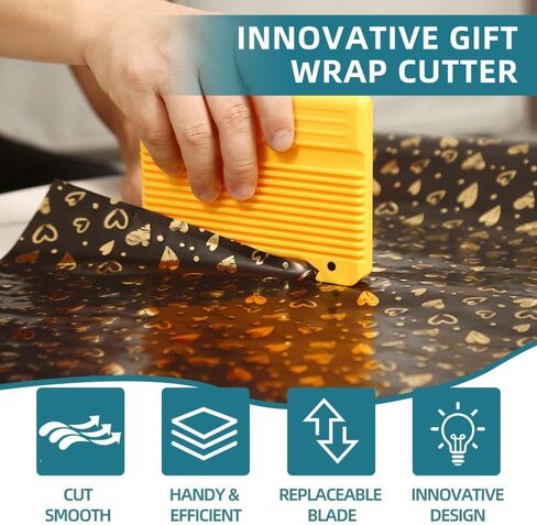 Quicker and Easier Gift Wrap Cutter (2-Pack) | Wrapping Paper Cutter with Replaceable Blade Sets | Christmas Holiday Birthday Wrapping Tool(Black+Blue) in Saudi Arabia