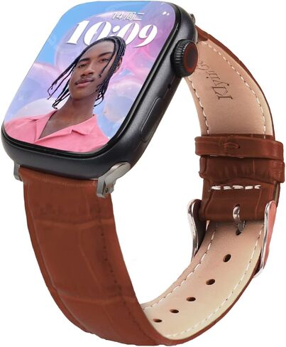 سوار ساعة جلدي متوافق مع أحزمة ساعة Apple مقاس 45 مم 44 مم 42 مم 41 مم 40 مم 38 مم، سوار معصم بديل من جلد التمساح متوافق مع سلسلة iWatch 9 8 7 6 5 4 3 2 1 SE Ultra in Saudi Arabia