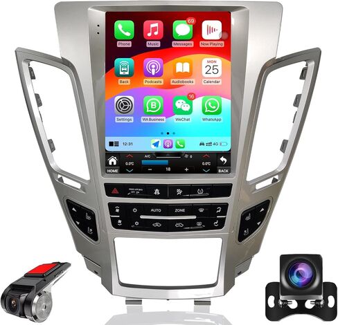 راديو السيارة ستيريو GPS للملاحة لكاديلاك CTS 2007-2012 راديو Android Auto Car Play شاشة عمودية طراز Tesla مع DSP في وحدة التحكم الرئيسية ومشغل الوسائط المتعددة وراديو السيارة والتحكم الصوتي (أسود) in Kuwait