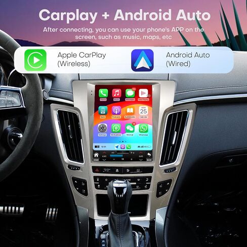 راديو السيارة ستيريو GPS للملاحة لكاديلاك CTS 2007-2012 راديو Android Auto Car Play شاشة عمودية طراز Tesla مع DSP في وحدة التحكم الرئيسية ومشغل الوسائط المتعددة وراديو السيارة والتحكم الصوتي (أسود) in Kuwait