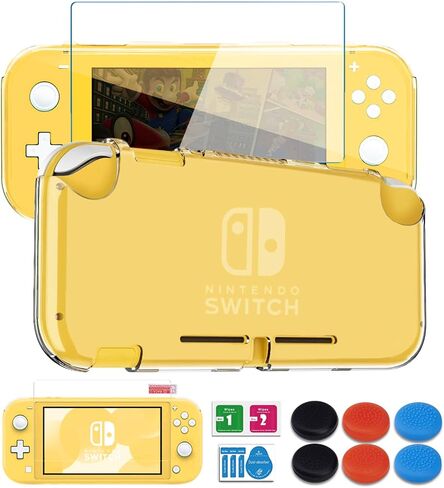 Switch Lite Case for Nintendo Switch Lite, Protective Case with Switch Lite Tempered Glass Screen Protector and Thumb Grips Caps Shock-Absorbent Soft TPU Cover Slim Shell Switch Lite Accessories (Clear) in Kuwait