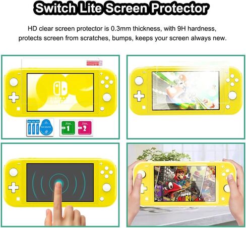 Switch Lite Case for Nintendo Switch Lite, Protective Case with Switch Lite Tempered Glass Screen Protector and Thumb Grips Caps Shock-Absorbent Soft TPU Cover Slim Shell Switch Lite Accessories (Clear) in Kuwait