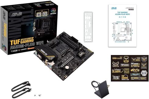 ASUS TUF Gaming A620M-PLUS(WiFi) AMD AM5 (Ryzen 7000) اللوحة الأم للألعاب microATX (DDR5، PCIe 4.0،2xM.2 Slots، 2.5Gb LAN، Wi-Fi6، 2xDisplayPort، HDMI، Front USB 3.2 Gen 1 Type-C، BIOS Flashback، M.2 Q-Latch) in Kuwait