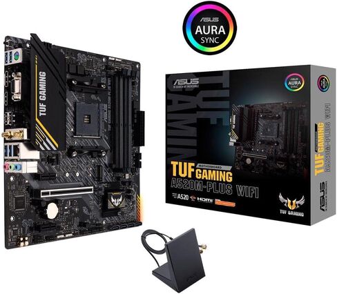 ASUS TUF Gaming A620M-PLUS(WiFi) AMD AM5 (Ryzen 7000) اللوحة الأم للألعاب microATX (DDR5، PCIe 4.0،2xM.2 Slots، 2.5Gb LAN، Wi-Fi6، 2xDisplayPort، HDMI، Front USB 3.2 Gen 1 Type-C، BIOS Flashback، M.2 Q-Latch) in Kuwait