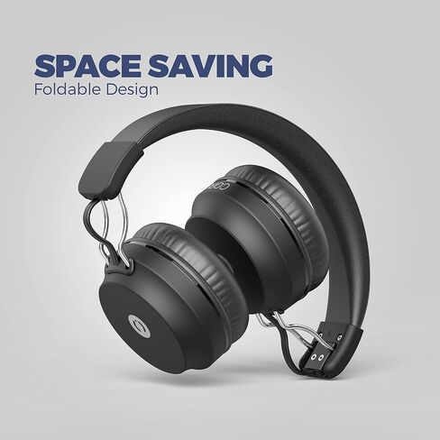 سماعات رأس MuveAcoustics CORE فوق الأذن، لاسلكية بتقنية البلوتوث فوق الأذن، أغطية أذن ناعمة على الأذن قابلة للطي، وقت تشغيل 20 ساعة، صوت جهير عميق عالي الدقة للسفر بالطائرة، المكتب المنزلي، جهاز الكمبيوتر الشخصي Chromebook، أسود in Saudi Arabia