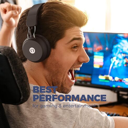 سماعات رأس MuveAcoustics CORE فوق الأذن، لاسلكية بتقنية البلوتوث فوق الأذن، أغطية أذن ناعمة على الأذن قابلة للطي، وقت تشغيل 20 ساعة، صوت جهير عميق عالي الدقة للسفر بالطائرة، المكتب المنزلي، جهاز الكمبيوتر الشخصي Chromebook، أسود in Saudi Arabia