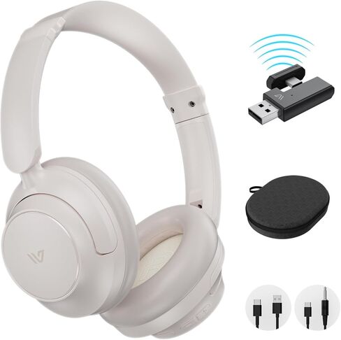 Tour Hybrid Active Noise Cancelling Headphones with Dongle, Wireless Over Ear Bluetooth Headphones, Bluetooth 5.4 Wired Headset with Mic, 80H Playtime Storeage Bag for Smartphone PC (Black) in Saudi Arabia