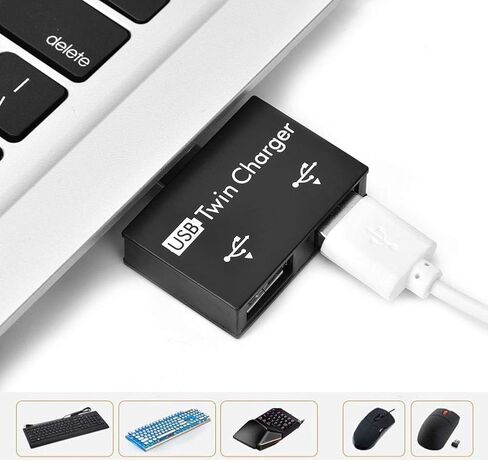 Bewinner USB2.0 Hub, Aluminum Alloy + PC Small/Portable/Rugged/Durable/Transparent Connection Adapter Converter Separator with Two USB Ports-Connected to A USB Dock(Black) in Saudi Arabia