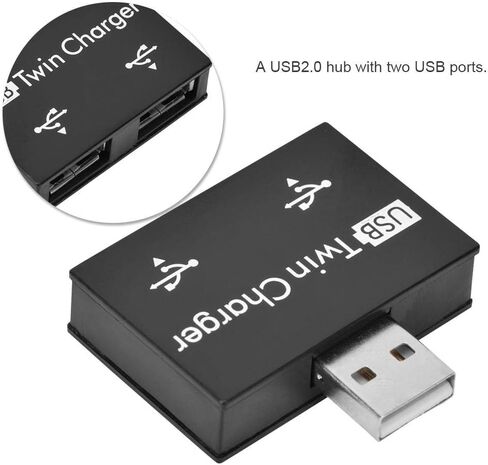 Bewinner USB2.0 Hub, Aluminum Alloy + PC Small/Portable/Rugged/Durable/Transparent Connection Adapter Converter Separator with Two USB Ports-Connected to A USB Dock(Black) in Saudi Arabia