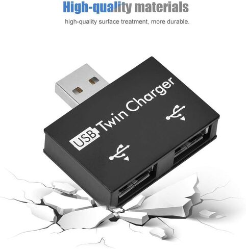 Bewinner USB2.0 Hub, Aluminum Alloy + PC Small/Portable/Rugged/Durable/Transparent Connection Adapter Converter Separator with Two USB Ports-Connected to A USB Dock(Black) in Saudi Arabia