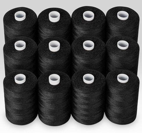 Thread for Sewing, Black Sewing Thread 1000 Yard Per Spool Polyester Black Thread, All Purpose Thread, Sewing Machine Thread Assortment for Hand Sewing with Needle Threaders and Thimbles in Saudi Arabia