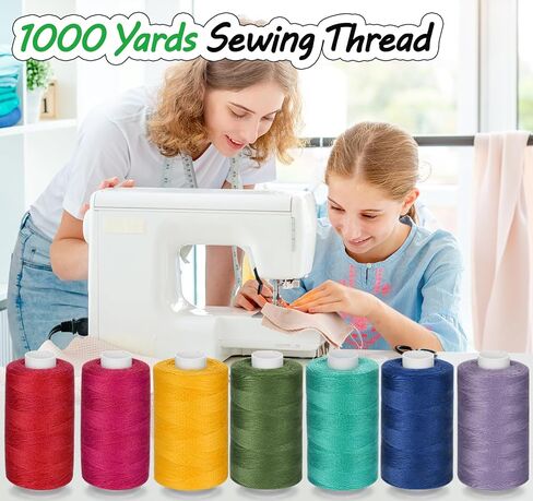 Thread for Sewing, Black Sewing Thread 1000 Yard Per Spool Polyester Black Thread, All Purpose Thread, Sewing Machine Thread Assortment for Hand Sewing with Needle Threaders and Thimbles in Saudi Arabia