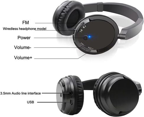 Comfortable Portable Multifunction TV Headphones,Hi-fi Stereo Over Ear Wireless Headset with FM 3.5mm Audio,2.4GHz Transmitter,RCA and 3.5mm Stereo Adapter in Saudi Arabia