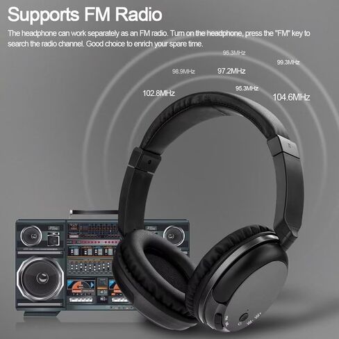 Comfortable Portable Multifunction TV Headphones,Hi-fi Stereo Over Ear Wireless Headset with FM 3.5mm Audio,2.4GHz Transmitter,RCA and 3.5mm Stereo Adapter in Saudi Arabia