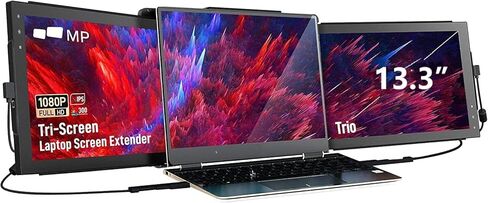 شاشات كمبيوتر محمول ثلاثية الشاشات مطورة جديدة من Mobile Pixels، شاشة محمولة، شاشة ثلاثية 13.3 بوصة لأجهزة الكمبيوتر المحمولة مقاس 13 بوصة - 14 بوصة، حامل مدمج (13.3 بوصة، شاشتان منزلقتان مدمجتان، TRO جديد) in Kuwait