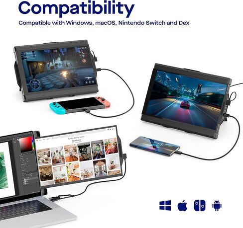 شاشات كمبيوتر محمول ثلاثية الشاشات مطورة جديدة من Mobile Pixels، شاشة محمولة، شاشة ثلاثية 13.3 بوصة لأجهزة الكمبيوتر المحمولة مقاس 13 بوصة - 14 بوصة، حامل مدمج (13.3 بوصة، شاشتان منزلقتان مدمجتان، TRO جديد) in Kuwait