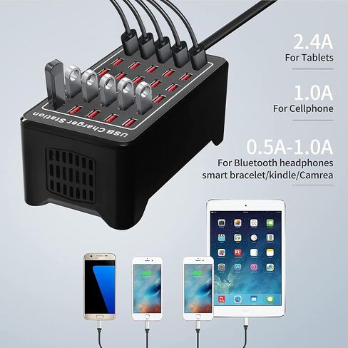 USB Charger Station, 20-Ports 100W/20A Desktop USB Charging Station, Multi-Function USB Smart Charger, USB Wall Charger for Samsung/iPhone/iPad/Google Pixel/Android and More USB Devices in Kuwait