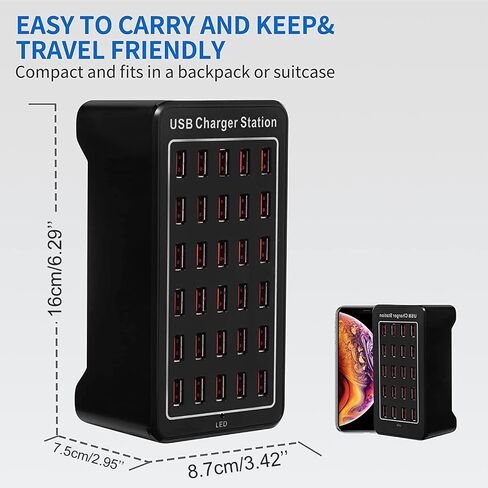 USB Charger Station, 20-Ports 100W/20A Desktop USB Charging Station, Multi-Function USB Smart Charger, USB Wall Charger for Samsung/iPhone/iPad/Google Pixel/Android and More USB Devices in Kuwait