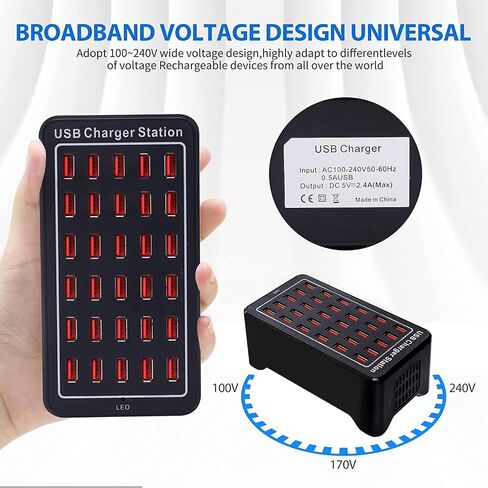 USB Charger Station, 20-Ports 100W/20A Desktop USB Charging Station, Multi-Function USB Smart Charger, USB Wall Charger for Samsung/iPhone/iPad/Google Pixel/Android and More USB Devices in Kuwait