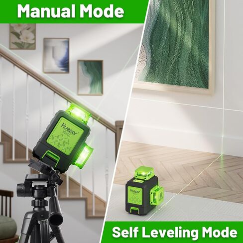 150Ft Laser Level with Tripod, Huepar Lazer Level Self Leveling, 150° Vertical Green Cross Laser Leveler for Picture Hanging, Tile, Indoor and Outdoor Construction, 4 AA Batteries (25.6 in Tripod) in Kuwait