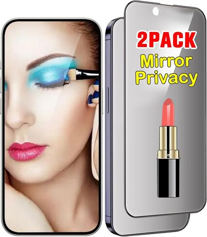 Mirror Screen Protector for iPhone 13 Pro Max and for iPhone 14 Plus Privacy Tempered Glass Perfect Mirrored Effect 2 Pack Anti-Spy Easy Installation Frame (6.7 inch Silver) in Saudi Arabia