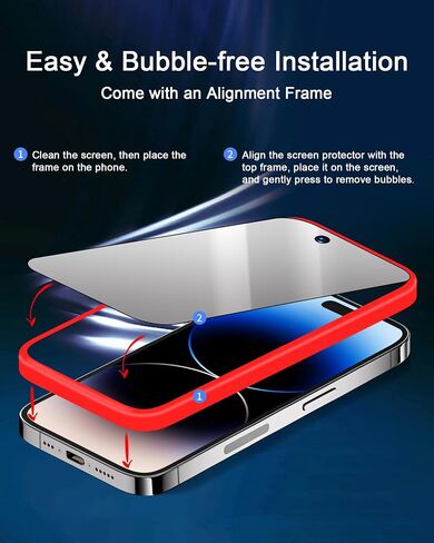Mirror Screen Protector for iPhone 13 Pro Max and for iPhone 14 Plus Privacy Tempered Glass Perfect Mirrored Effect 2 Pack Anti-Spy Easy Installation Frame (6.7 inch Silver) in Saudi Arabia