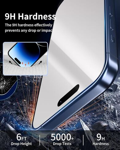 Mirror Screen Protector for iPhone 13 Pro Max and for iPhone 14 Plus Privacy Tempered Glass Perfect Mirrored Effect 2 Pack Anti-Spy Easy Installation Frame (6.7 inch Silver) in Kuwait