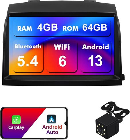 4+64G Android 13 Double Din Car Stereo for Toyota Sienna 2004-2010 with 9 Inch Touchscreen Radio Built-in Wireless Carplay/Android Auto/GPS/Bluetooth/FM/AUX-in/Steering Wheel Controls/Backup Camera in Saudi Arabia