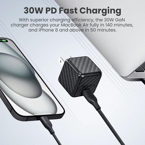 PITAKA 30W GaN iPhone USB C Charger (Black/Grey (Twill)) in Saudi Arabia