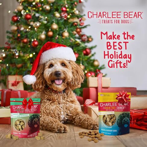 Charlee Bear Crunchy Dog Treats, Bearnola Bites Blueberry Pie, Puppy Training Treats, Vegan Dog Treats, 8 oz Bags (2), Made USA in Kuwait