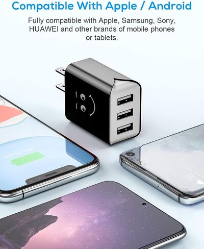 Upgraded USB Wall Charger, Charging Block 3.1A 3-Port 2-Pack UL Certified USB Plug Cube Compatible for iPhone 11/Xs/XS Max/XR/X/8/7/6/Plus,iPad Air/Mini,Galaxy10/9/8/7,Note9/8,Nexus in Saudi Arabia