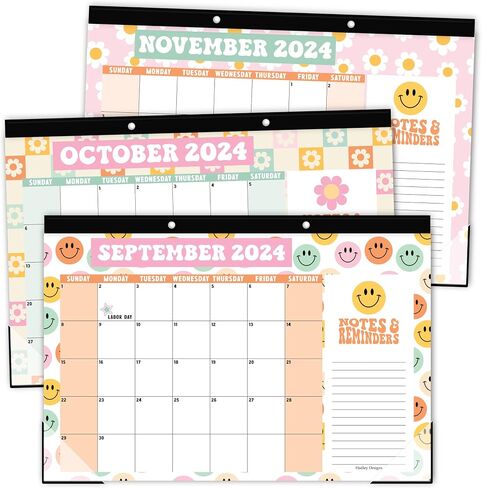Hadley Designs Retro Large Desk Calendar 2025-2026 - 2025 Desk Calendar Large, Desk Calander, Small Desk Calendar 2025-2026, Large Calendar 2025-2026, Desktop Calendar, 2025 Desk Calender, Calendars in Saudi Arabia